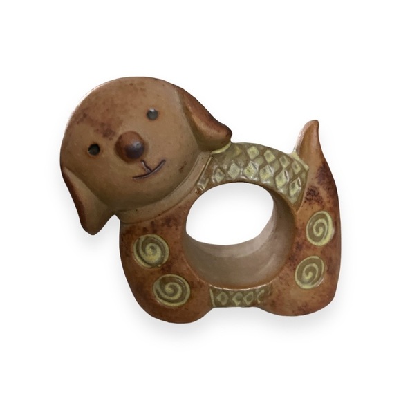 Puppy Dog Ceramic Napkin Ring Holder Set of Four Made in Japan Pottery Stoneware - Picture 3 of 8